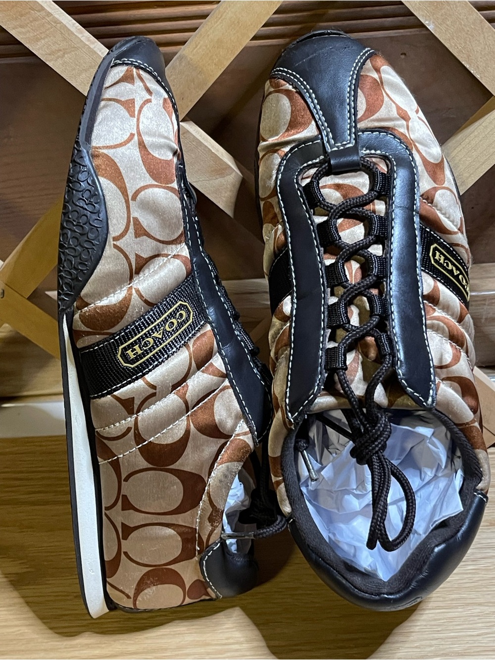 Coach W Sz 8M Metallic Bronze / Choco Quilted low -top Sneaker /Authentic Coach